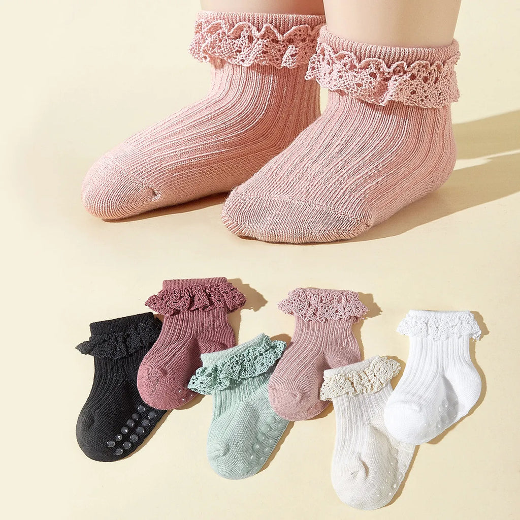 Lacy Ruffle Baby Tube Socks (6-Pack)